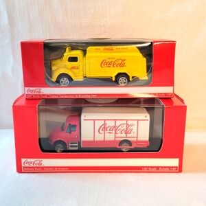 Two NIB: Coca-Cola 1:87 Scale Souvenir Collectible Toy Trucks